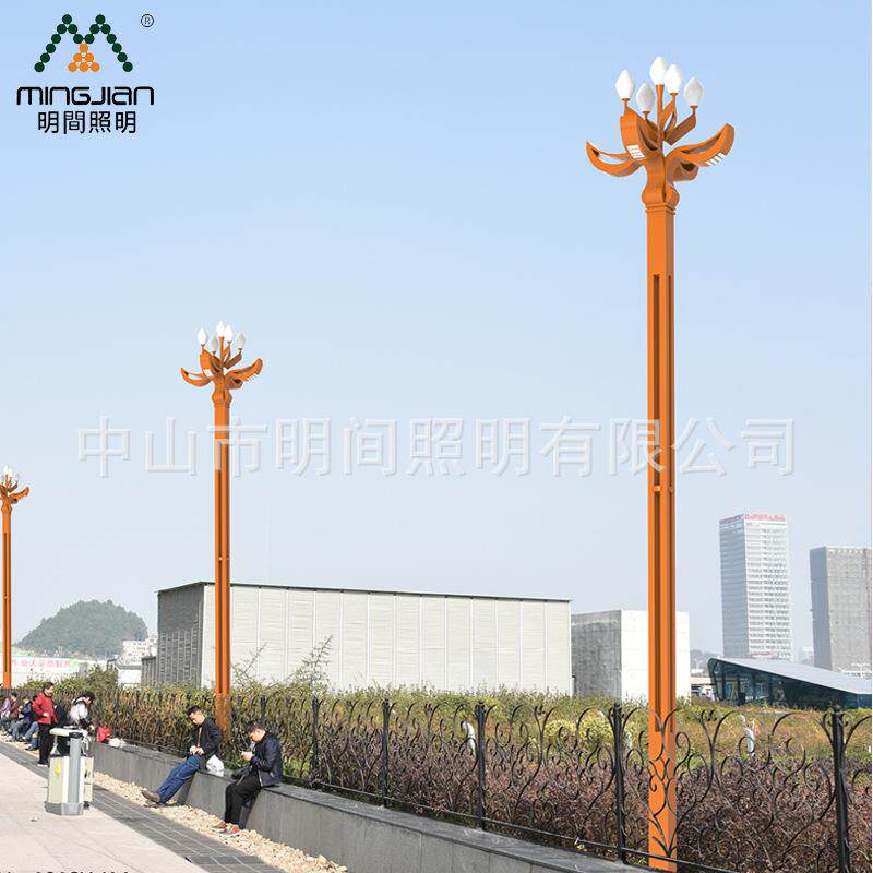 源头厂家直供广场四叉九火8米led玉兰灯 直销八叉九火9米中华路灯