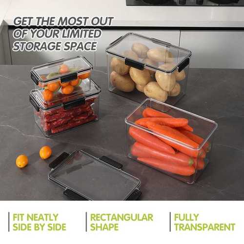 大容量冰箱收纳盒食品级分格蔬菜鲜果保鲜盒密封冷冻透明饭盒