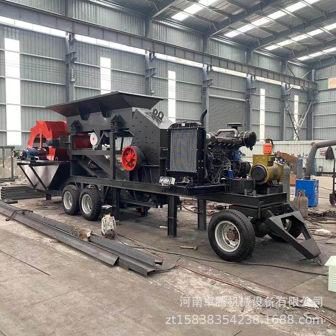 大型建筑垃圾混凝土锤式破碎机工业砖头石子移动式制砂机破碎站