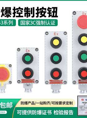 防爆按钮开关控制盒启动停止LA53--2/3-4箱急停旋钮自锁铸铝定制