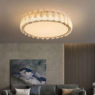 客厅吸顶灯轻奢大气圆形大厅主灯房间卧室水晶灯法式 奶油风灯具