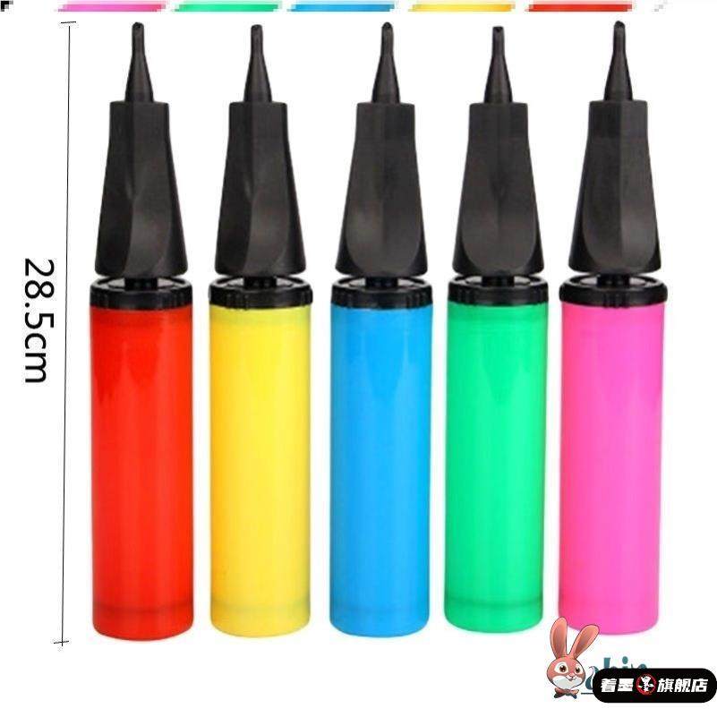 儿童家用便携式气球打气泵大号手推打气筒手动粉绿色圆形充气泵筒