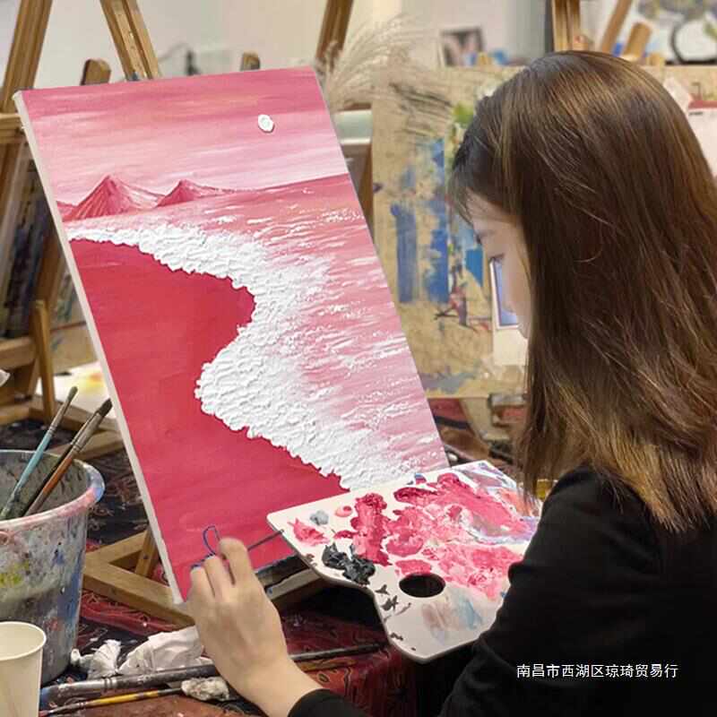 肌理画diy材料立体石英砂丙烯数字油画手工画画粉色沙滩彩画