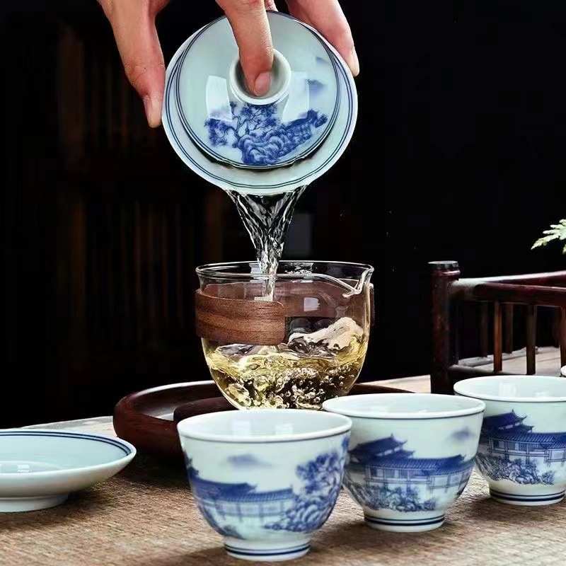 商务礼品功夫茶具套装复古青花釉下彩便携式陶瓷活动随手礼品LOGO