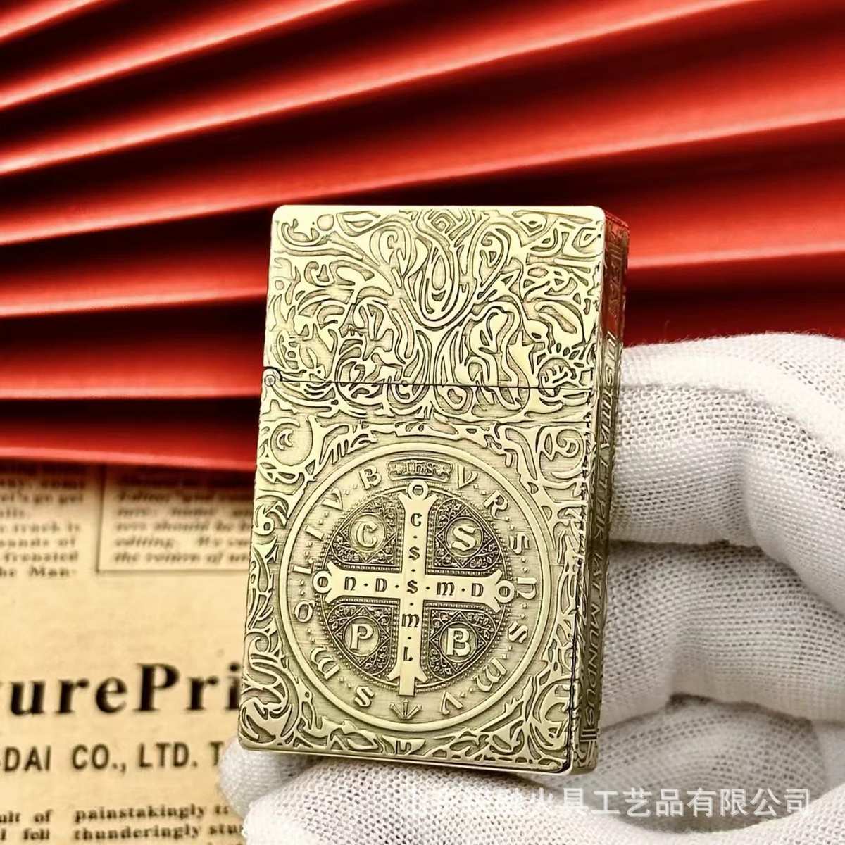 祝融-凯西亚L9超薄小盔甲黄铜煤油打火机五面精雕多种图案可选