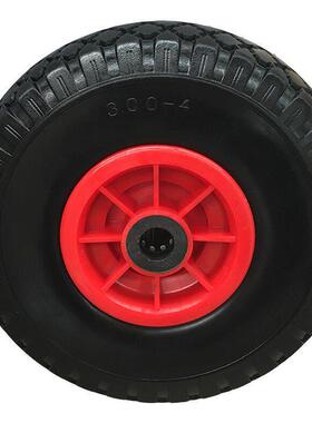 3.00-4黑色PU发泡轮 红色塑料轮毂滚针轴承 孔径20mm