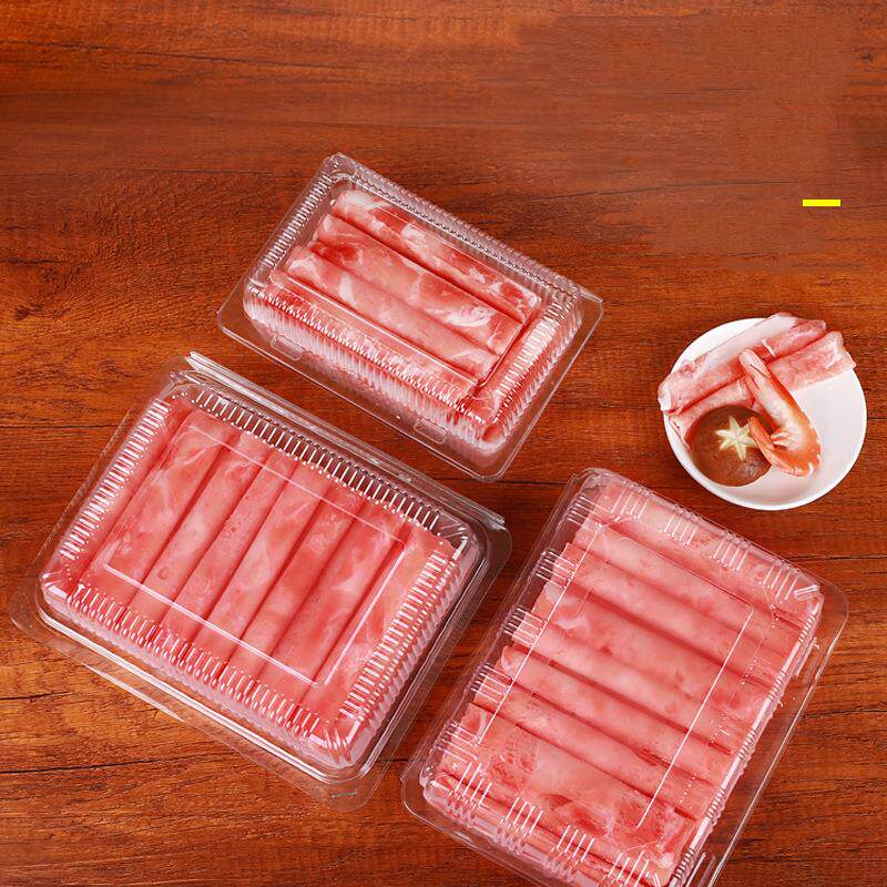 新款直销一次性肉片盒500g克羊肉卷盒连盖透明塑料包装盒吸塑羊肉