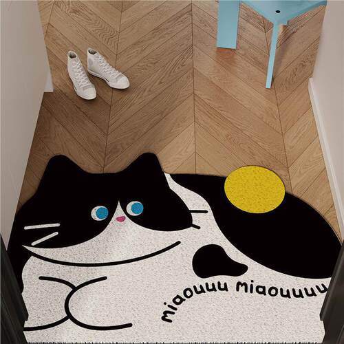 可爱橘猫入户门地垫丝圈防滑耐脏脚垫子进门玄关大门口地毯可裁剪