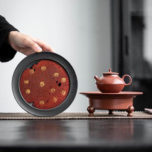 足宜紫室茶复古铜三壶承家用储水干话泡台t-sdhc茶台紫砂壶托盘小