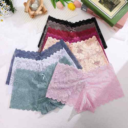 Lace underwear low waist boyshort head sexy 蕾丝低腰平角内裤