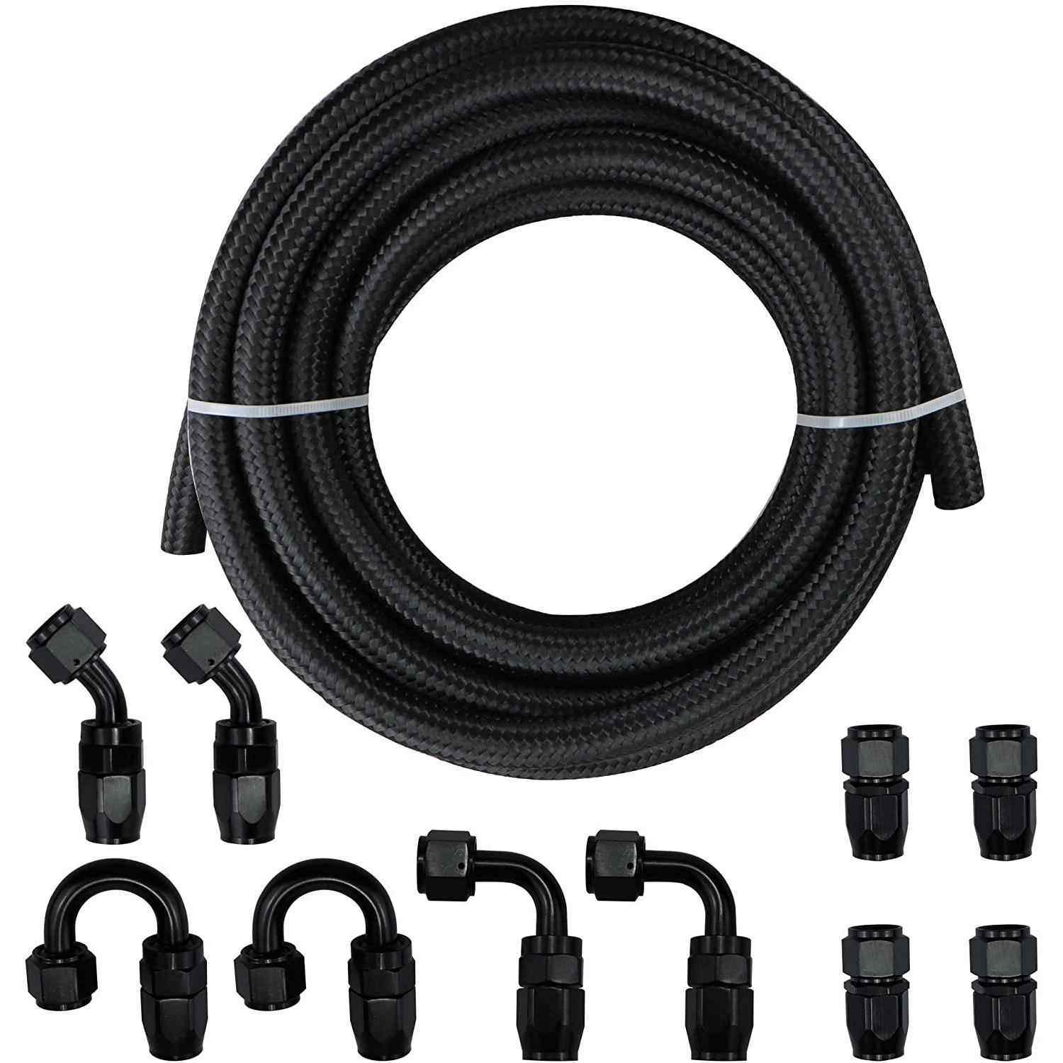 汽车改装20ftAN尼龙线编织油管燃油管橡胶油管油冷器油管接头套件