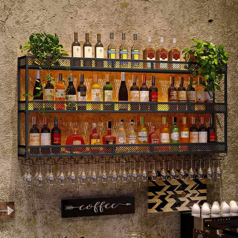 壁挂酒架置物架红酒柜展示架客厅挂墙背景装饰酒杯架倒挂高脚杯架