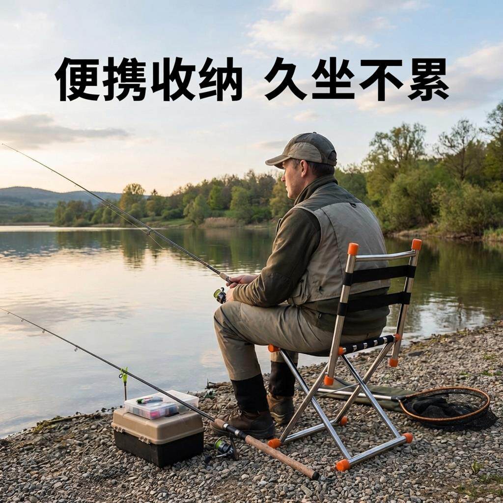 不锈钢折叠马扎凳户外可携式结实特厚钓鱼老年人靠背椅军工马扎凳
