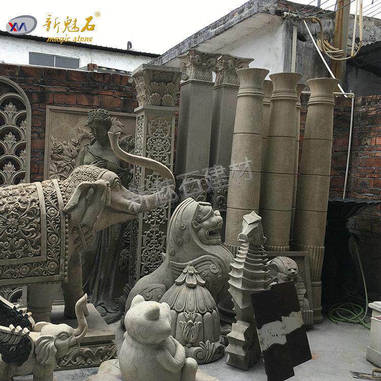 厂家供应砂岩雕塑埃及米黄柱子罗马柱欧式建筑GRC柱子别墅石雕柱