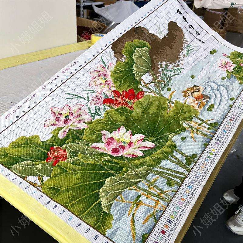 百年好合十字绣成品不带框纯手工出售已绣好2025新款客厅结婚荷韵