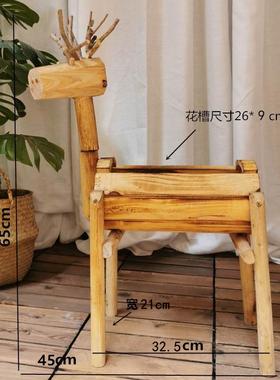 高档实盆木小鹿摆件创意多肉花植庭院阳台花园布置橱窗幼园物角装