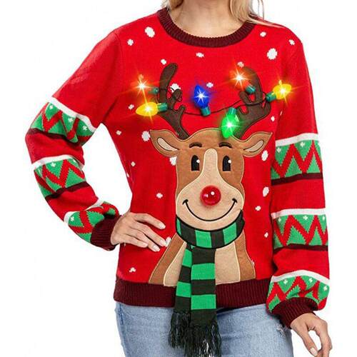 Knitted sweater atmosphere sweater with light decoration