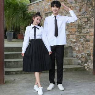 初中高中班服韩版学生毕业季服装朗诵合唱演出服男女白衬衫裙套装