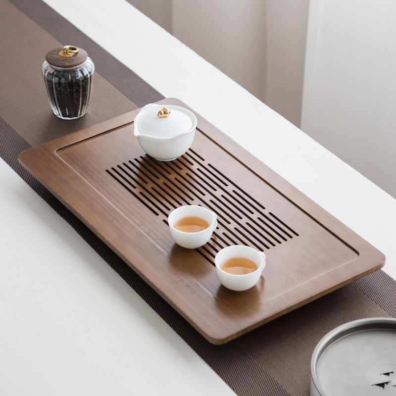 简约大号盛水茶盘家用茶台实木竹制储水迷你茶海茶具套装干泡盘