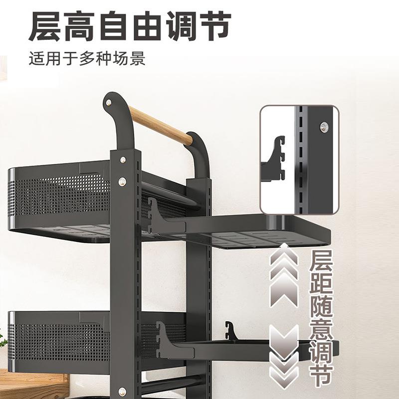 厨房多层锅具置物架落地果蔬蓝双边菜篮加厚承重可移动收纳架
