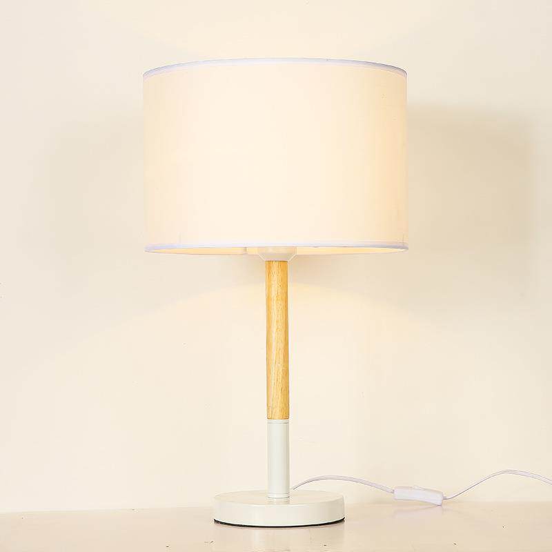 台灯卧室床头书房阅读装饰调光台灯现代简约布艺软装小圆柱LED灯