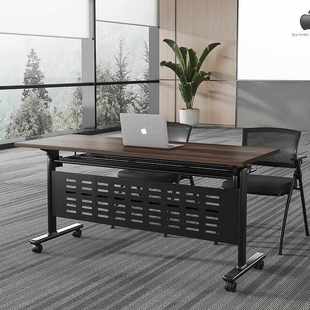 可移动折叠培训桌加厚实木钢架长条桌多功能拼接组合会议桌