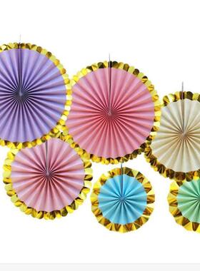 6pcs/set Paper Fan Flowers Wedding Baby Birthday Party Decor