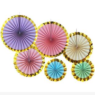 6pcs Wedding Party Decor Flowers Birthday Fan Paper set Baby