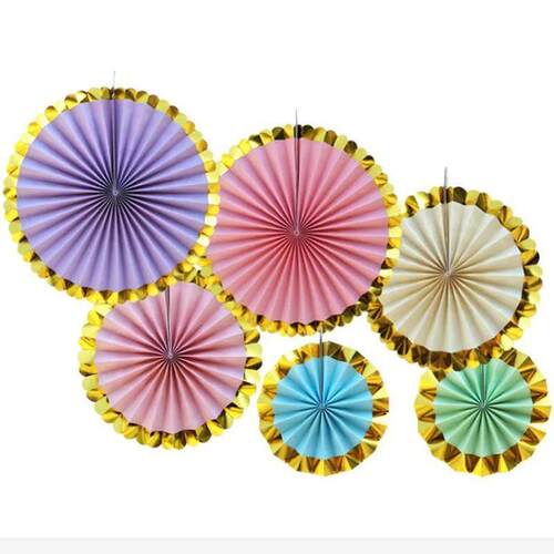 6pcs/set Paper Fan Flowers Wedding Baby Birthday Party Decor
