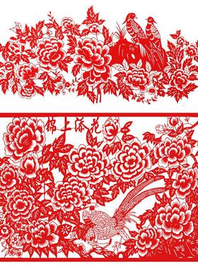 纯手工大幅艺术剪纸作品客厅装饰画锦上添花中国风红纸雕成品精美