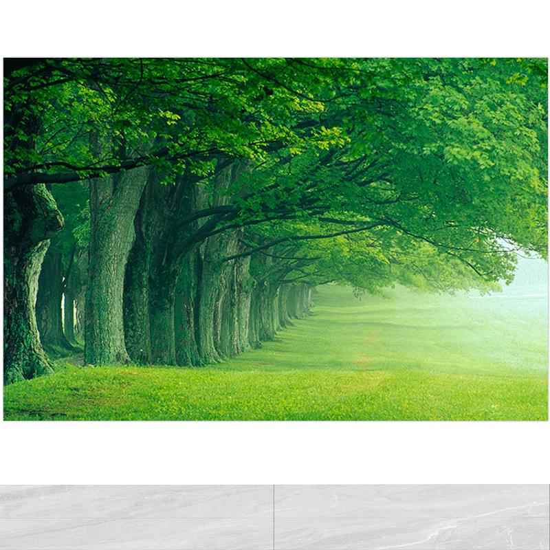 绿色森林挂画大自然风光书房卧室大树装饰画自粘贴画墙贴海报壁画图片