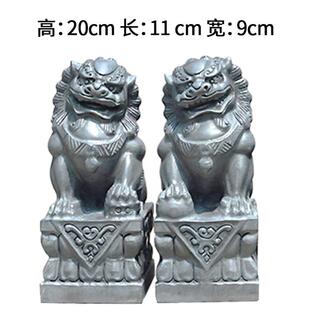 青石石雕小石狮子一对看门镇宅摆件墓前家用庭院门前大门口加重