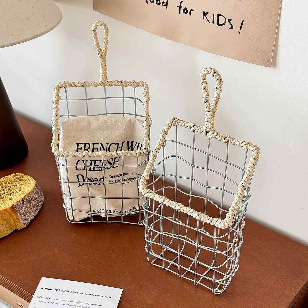 ins可挂式铁艺挂篮厨房壁挂编织收纳筐吊篮筐零食水果杂物置物篮,收纳整理,其他收纳篮,淘宝优惠券,粉丝福利购,淘宝优惠卷