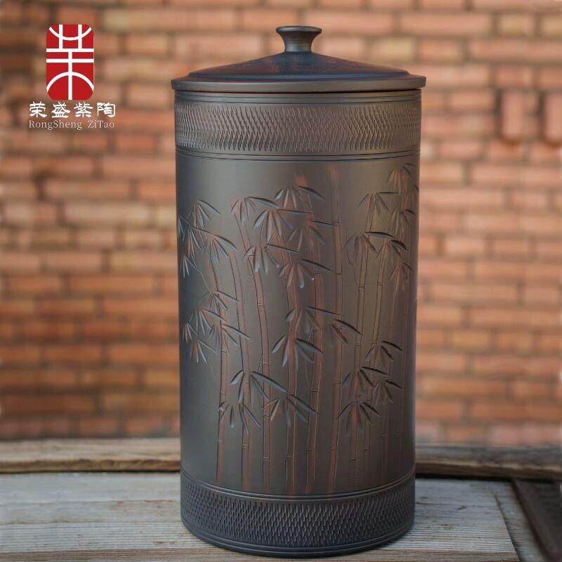 云南建水紫陶16茶饼缸陶瓷茶罐家用密封罐大容量储普洱茶陈皮米桶