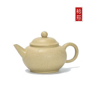 原矿本山绿泥全手工刻绘水平宜兴紫砂壶功夫茶具家用泡茶壶200ML