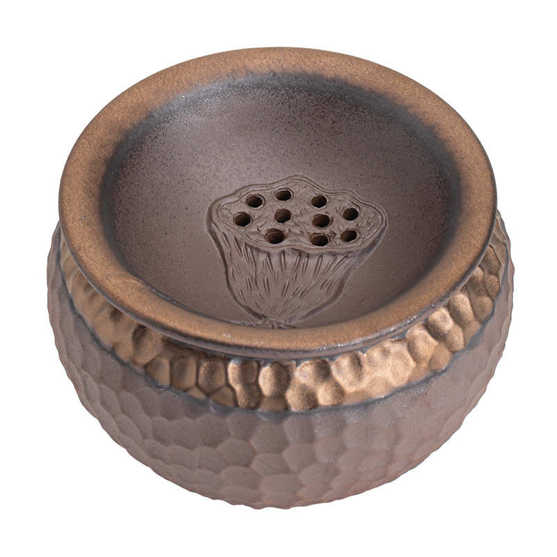 老岩泥莲蓬建水日式鎏金铁釉锤纹茶渣缸废茶水桶杯洗水洗茶道配件
