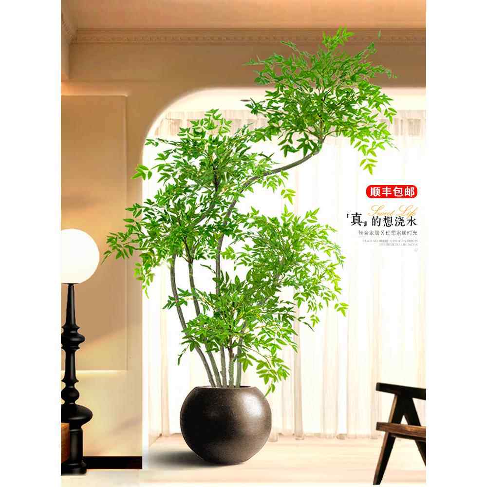 仿真绿植室内盆栽南天竹客厅大型落地装饰摆件高端轻奢仿生假植物