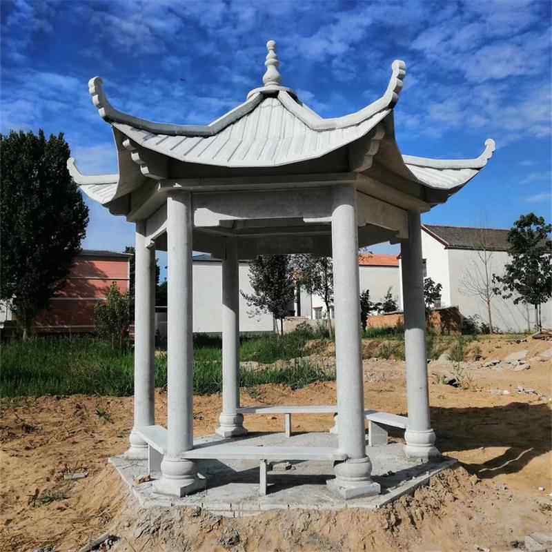 石雕凉亭单层双层六角石亭公园景区户外纳凉石凉亭休息亭青石亭子