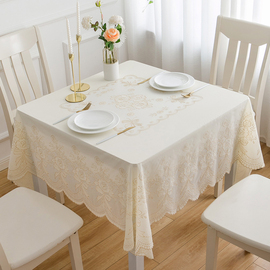 桌布防水防油免洗方桌布(方桌布，)正方形pvc蕾丝，金色餐桌台布方桌布(方桌布)塑料