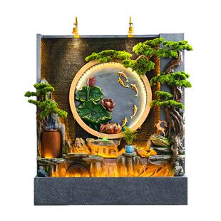 新中式 饰水幕墙景观 假山流水摆件循环水喷泉客厅办公室酒店开业装