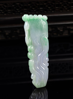 缅甸天然真品翡翠冰紫罗兰飘绿高档精品好种闪拍人参玉吊坠41.63g