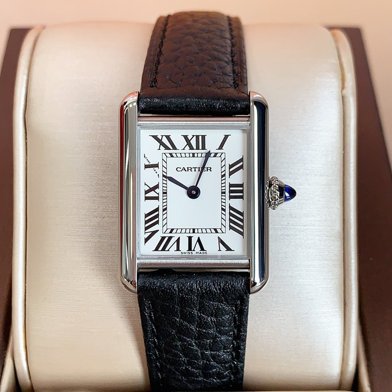 盒证[98新]卡地亚坦克系列WSTA0042精钢石英22x29.5mm手表女士表