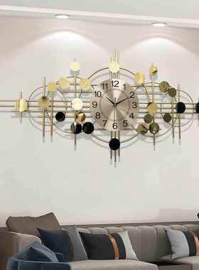 不锈钢片风奢铁艺A2865创意挂客厅墙面静音钟轻表挂墙艺钟时术钟
