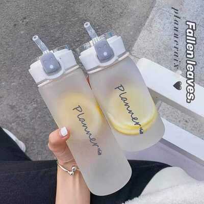 管随手杯可爱卡通简约杯少女CK-0656 心水带吸学便携生清新防摔塑