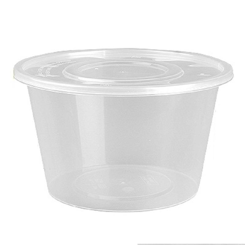 圆形1000ml一次性餐盒外卖打包盒汤碗塑料饭盒透明快餐盒商用带盖