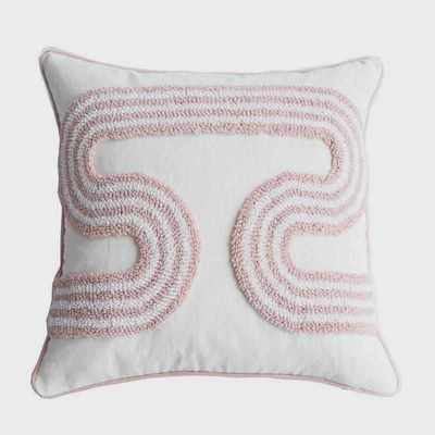 Pink Cushion Cover 45x45cm Boho Pillow Case White Tufted Cot
