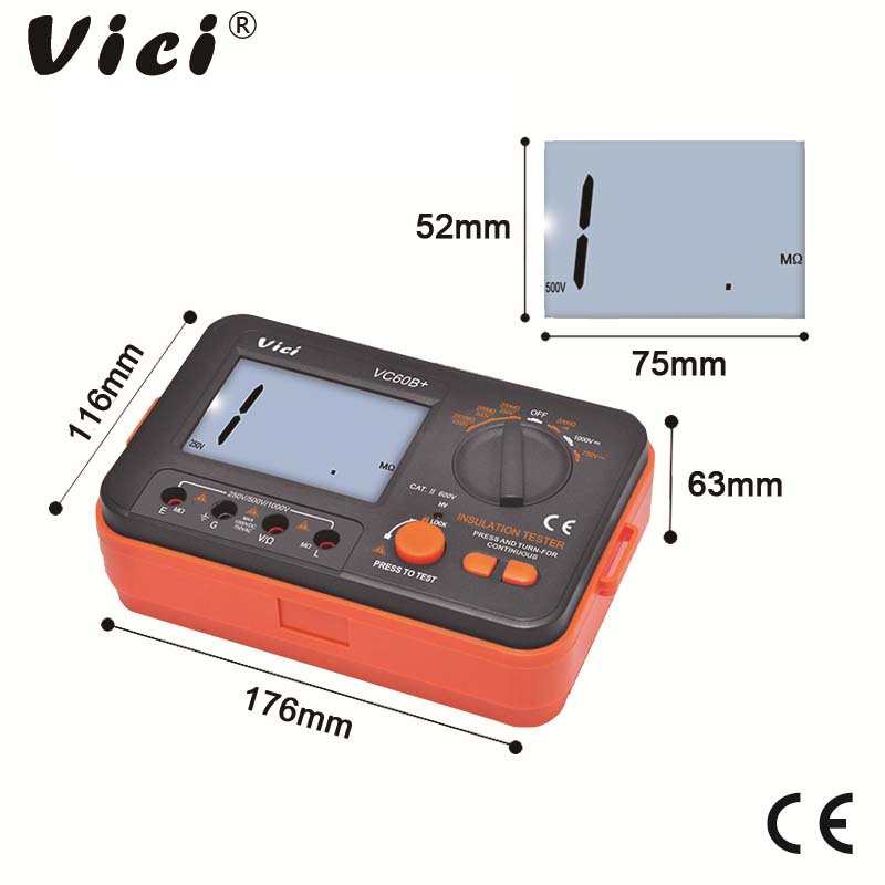 维希VC60B+ 绝缘电阻测试仪 250V  500V  1000V 数字兆欧表 摇表