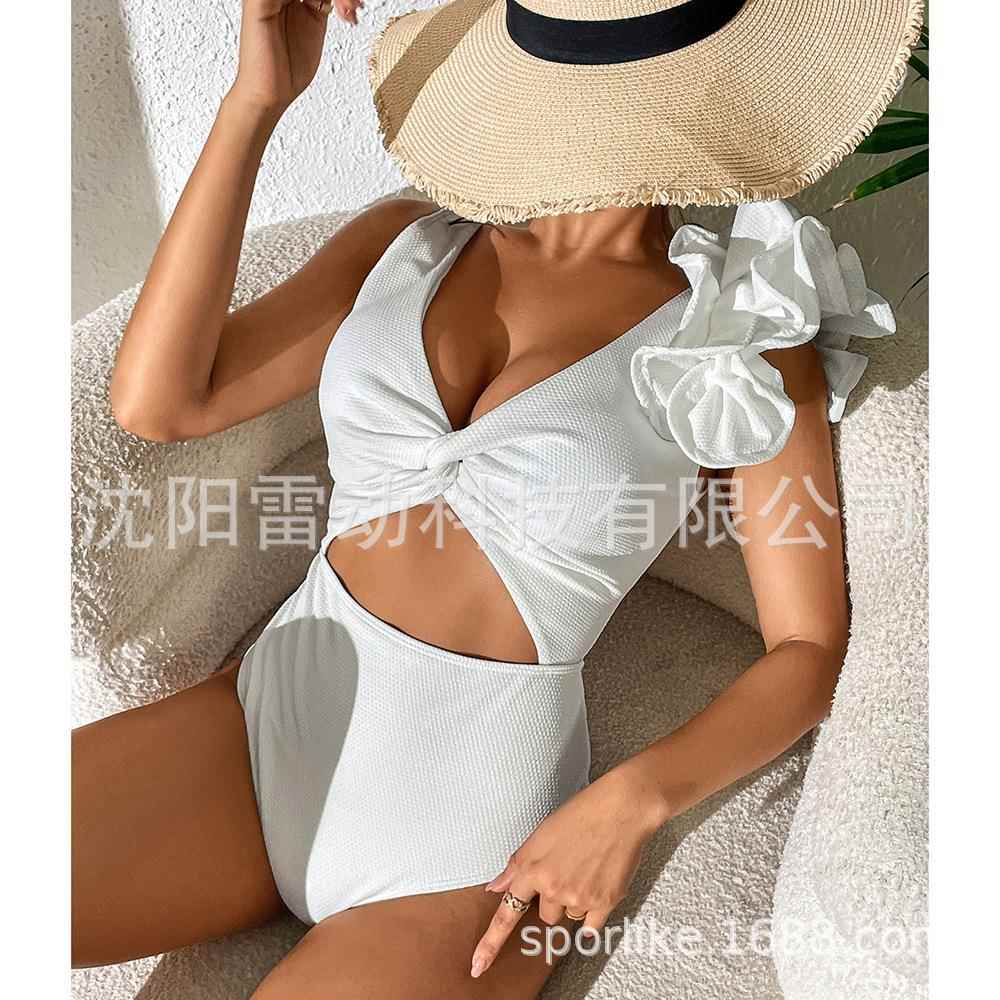 solid suit color one-piece swimsuit surfing stitching
