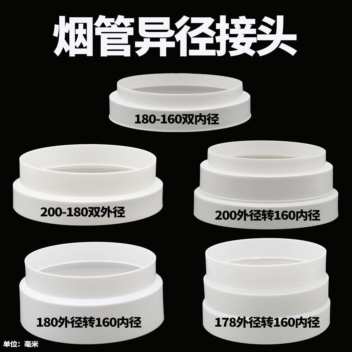 变径圈180转160异径接头烟机管风管排气管200转160油烟机加厚