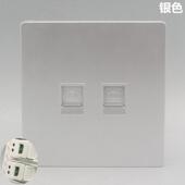 银色RJ11语音信息面板二位电话线面板86型双口拧线式 两芯电话插座
